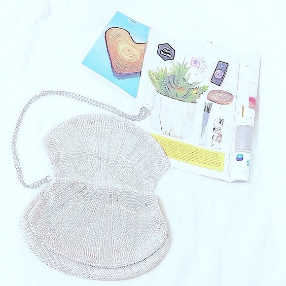 Rare VTG: Glitzy Hollywood Glamour 1940-1950’s Evening Bag Hand Beaded SeaShell - Picture 4 of 16